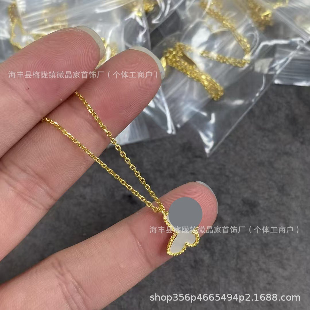 梵家高版桃心红玉髓项链小红心锁骨链时尚小而精致高品质厂家直销