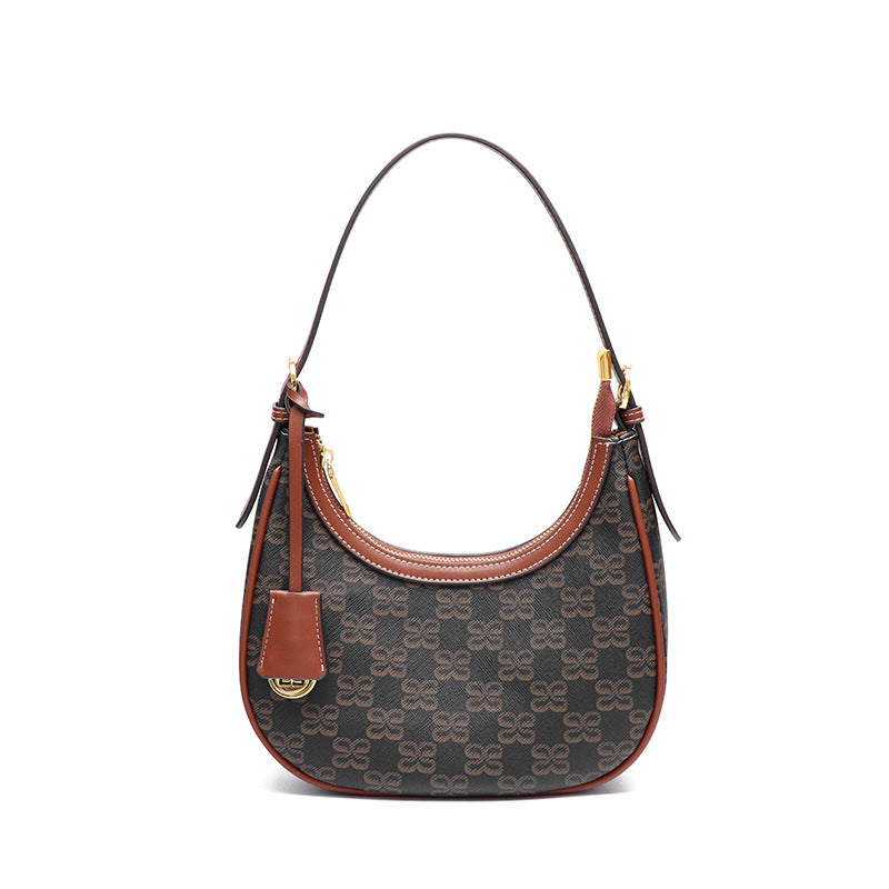 港风潮流老花月牙包百搭新月包小众设计手提包通勤单肩斜挎腋下包