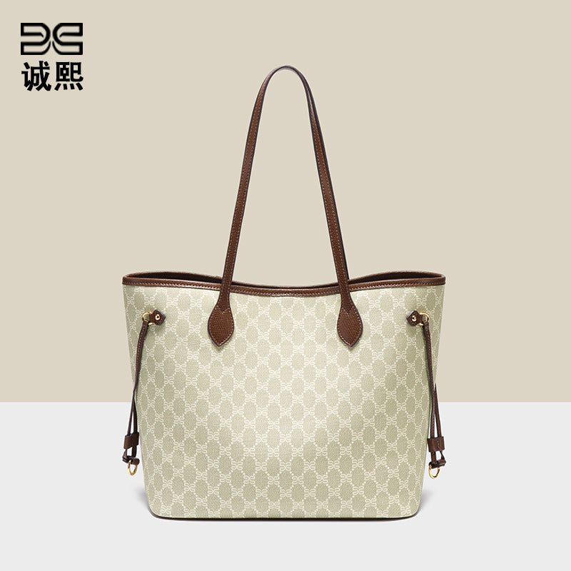 跨境大容量潮流单肩腋下包休闲通勤印花高级感手提女包秋冬托特包