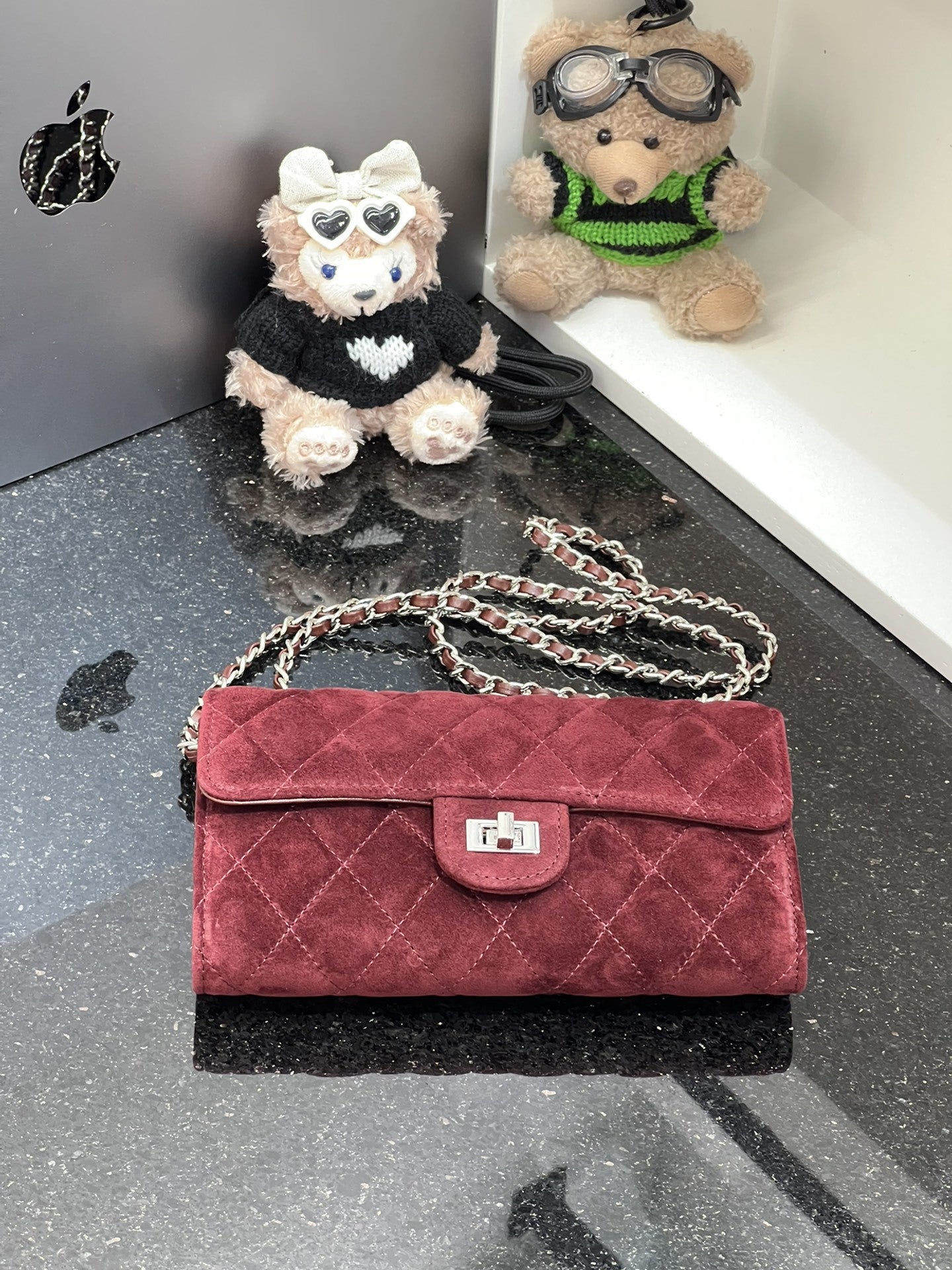 真皮磨砂菱格小香风链条小包包美拉德色百搭斜挎包零钱包手拿包潮