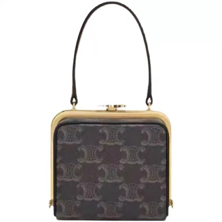 凯旋门腋下包女包包晚宴链条包斜挎手提小方包真皮盒子老花手拎