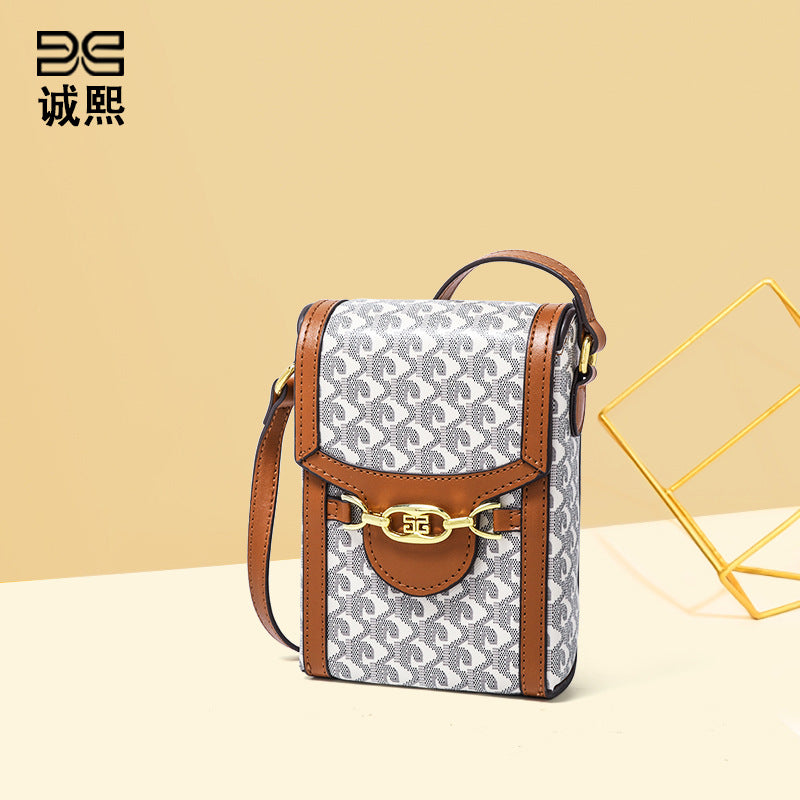 轻奢迷你手机包时尚休闲百搭竖款狗牙零钱包新款质感单肩斜跨女包