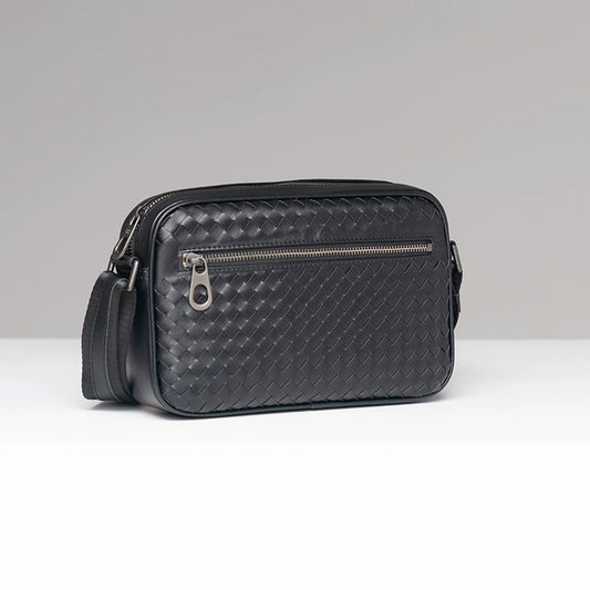 X&BV男士斜挎包商务横款青年编织潮牌时尚小背包休闲百搭单肩包男