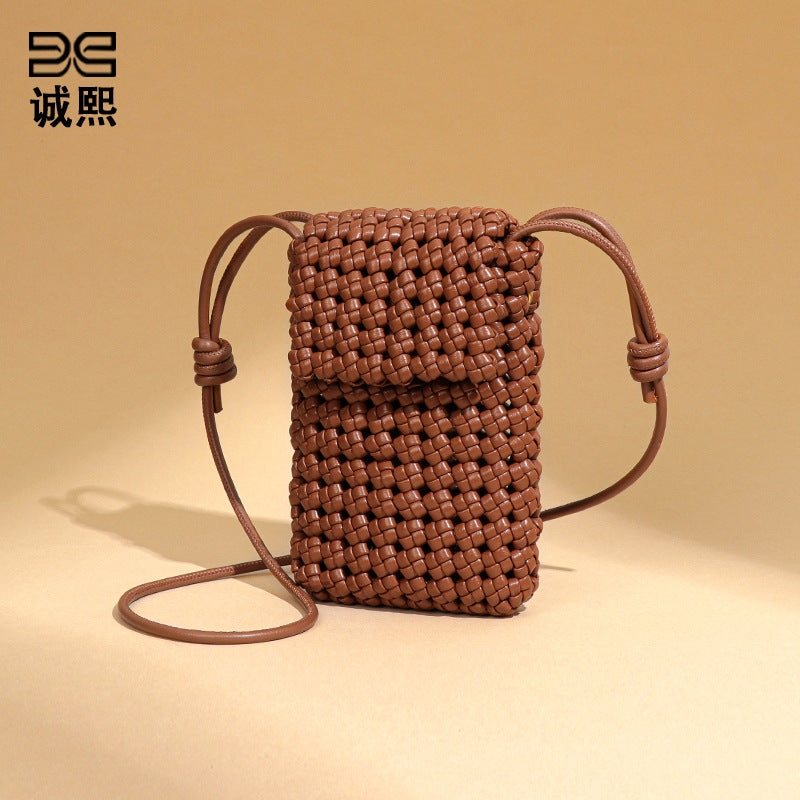 韩版时尚小众风车结编织手机包轻便百搭镂空单肩小包百搭斜挎女包