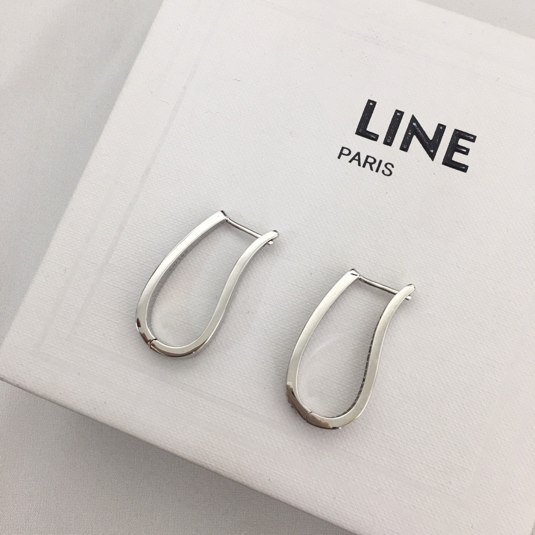 赛林家新款满钻U形耳环女高级感个性气质黄铜镀金CEL风锆石耳扣