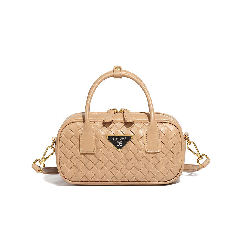 新款潮流枕头包单肩斜挎小方包高级感百搭手拎包时尚手工编织包包