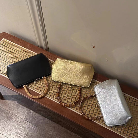 真皮头层牛皮包包女士2024新款欧美时尚竹节手提包单肩斜挎夹子包