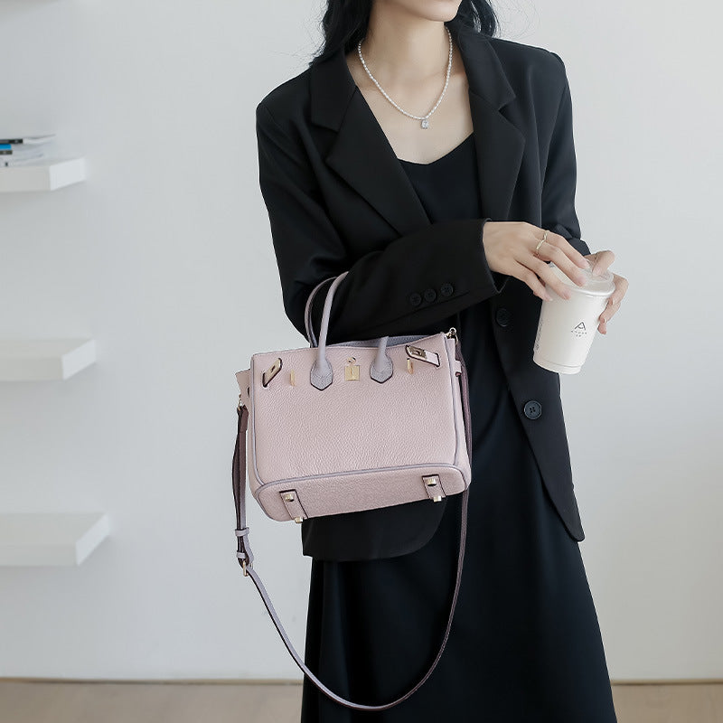 头层牛皮铂金包真皮女包大容量凯丽手提包女高级感通勤单肩斜挎包