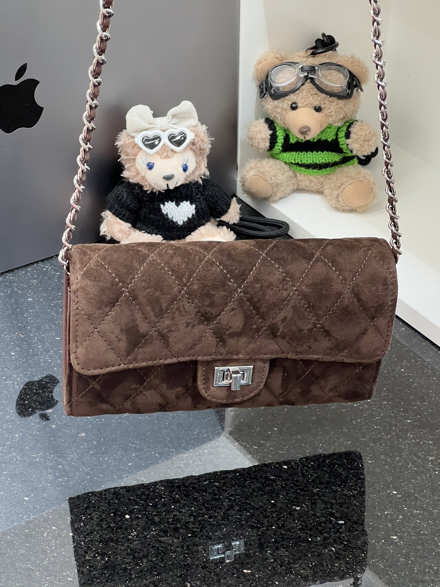 真皮磨砂菱格小香风链条小包包美拉德色百搭斜挎包零钱包手拿包潮