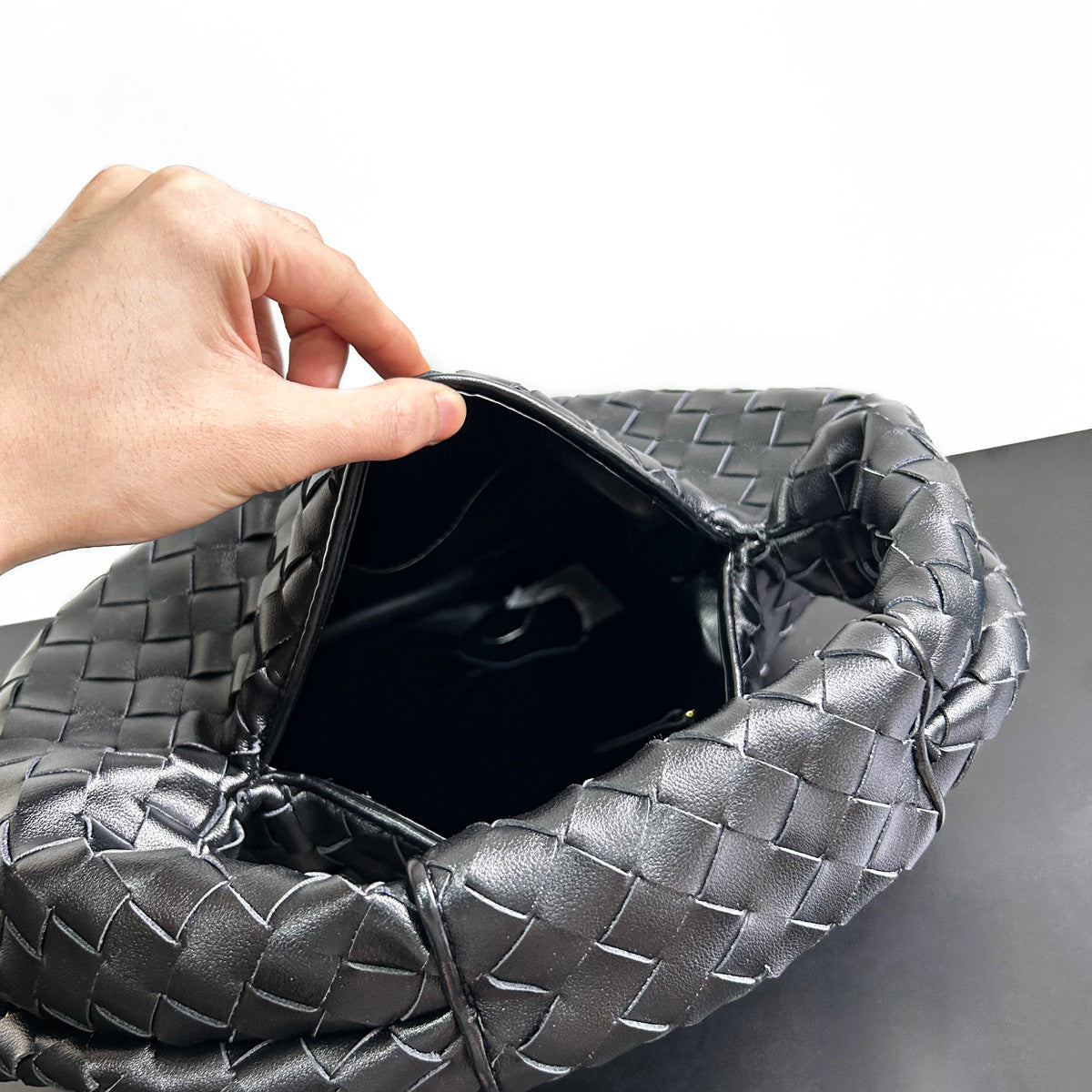 新款2023编织托特包秋冬大容量通勤包真牛皮单肩腋下包时尚手提包