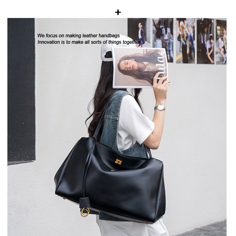 托特包2025新款真皮女包时尚单肩手提大容量妈咪包头层牛皮休闲包