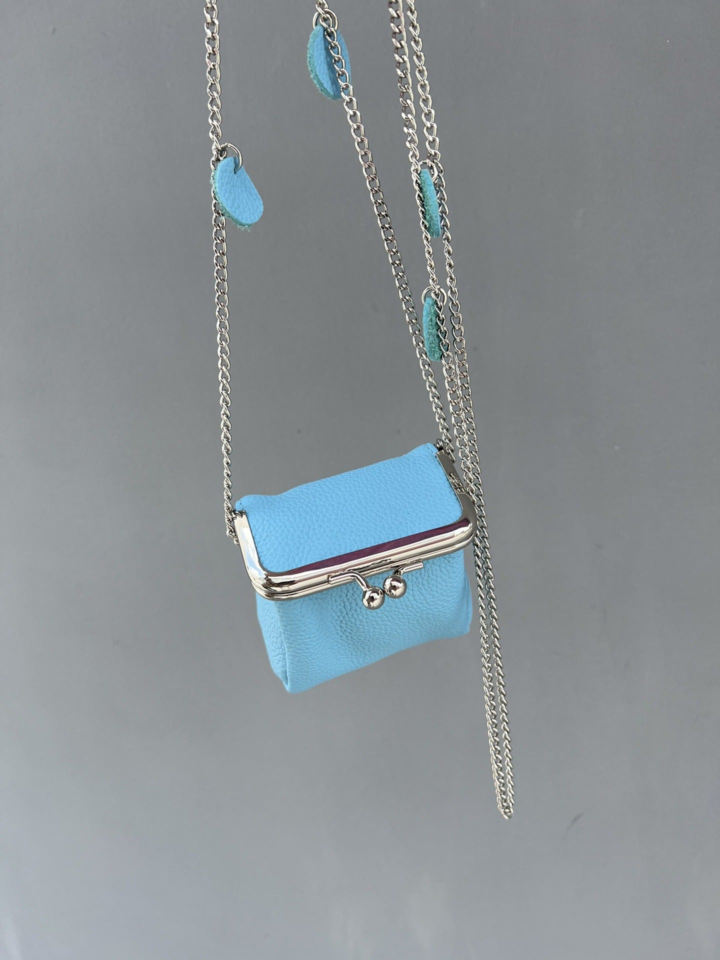 新款真皮迷你口红包ins风头层皮多功能口红盒便捷零钱硬币收纳包