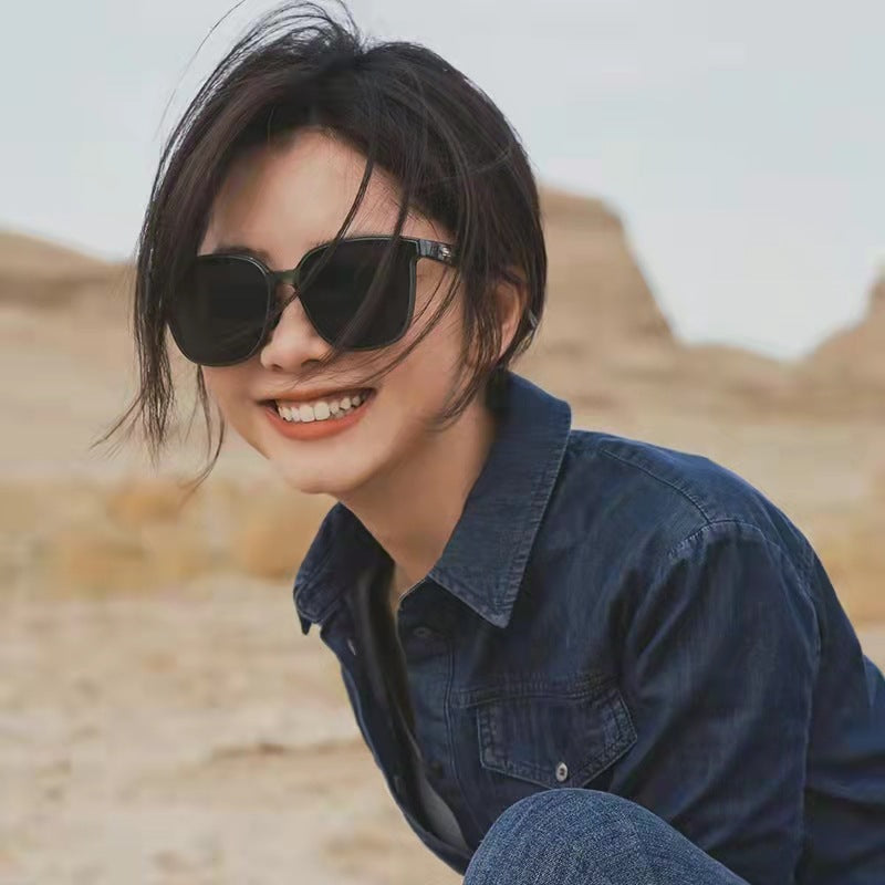 新款GM墨镜女高级感女网红素颜出街圆框太阳镜男户外驾驶防紫外线