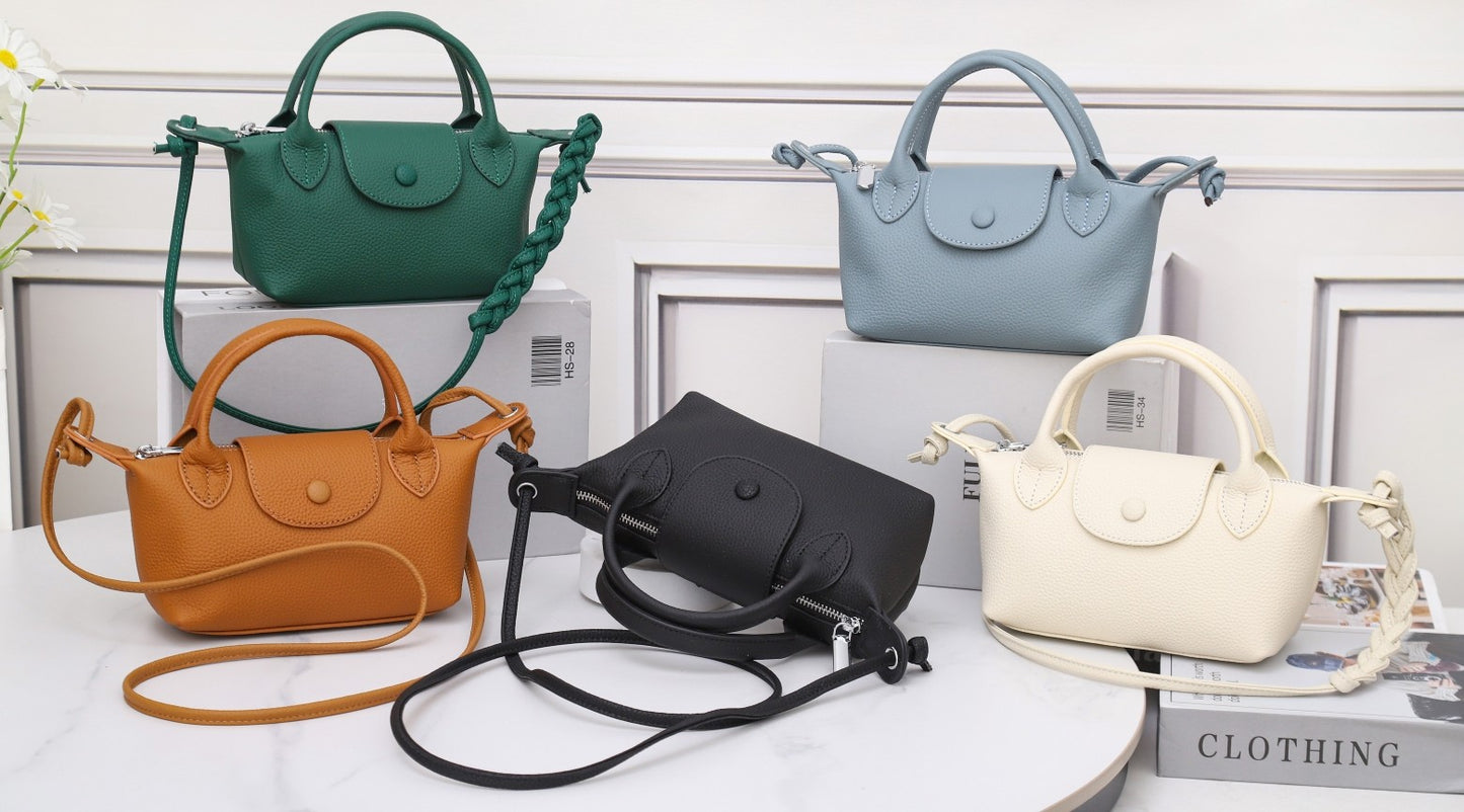 TOGO头层牛皮迷你饺子包包女ins质感单肩包手提手机包真皮斜挎包