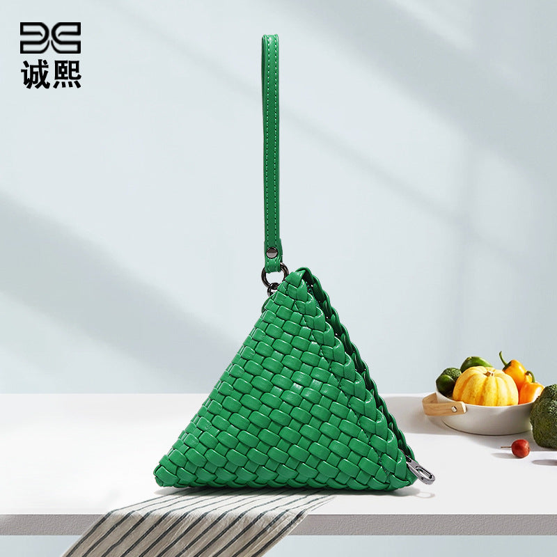 手工编织包小巧收纳包端午节粽子零钱包三角形个性创意单肩斜挎包