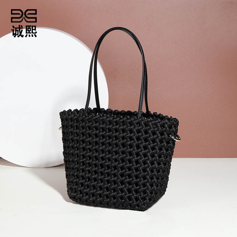 工厂批发菜篮子水桶包风车结手工编织包简约大容量子母单肩斜挎包