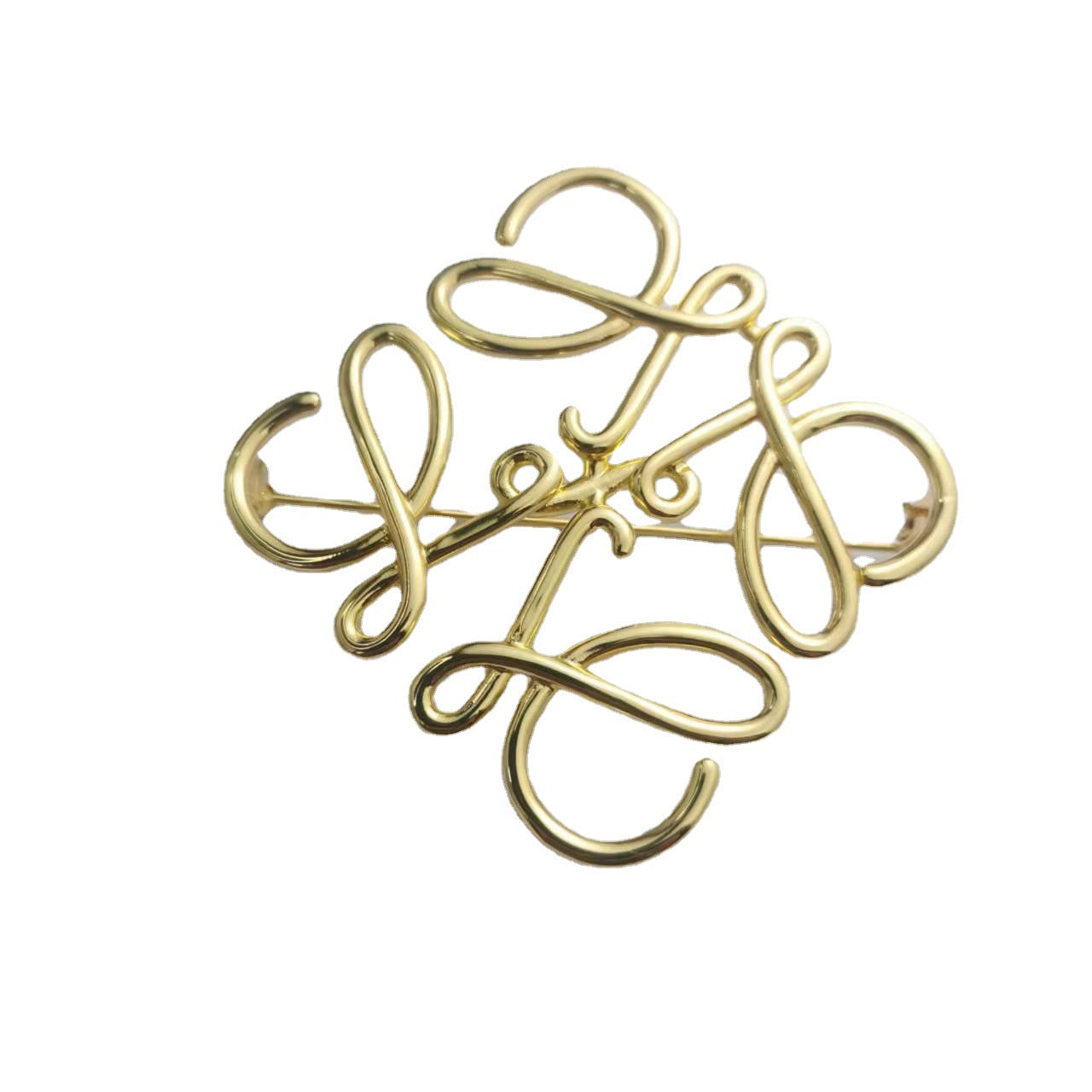 罗家21新款几何形镂空logo胸针女高级感气质欧美金色高档装饰别针