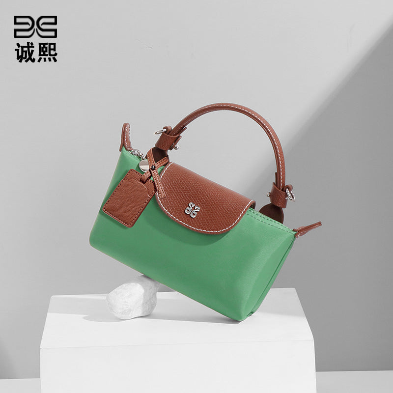 设计感女包百搭斜挎包小众迷你可爱饺子包时尚潮流拼色手提单肩包