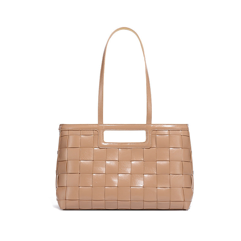 加工定制包包大容量时尚简约纯色镂空手工编织镂空单肩通勤托特包