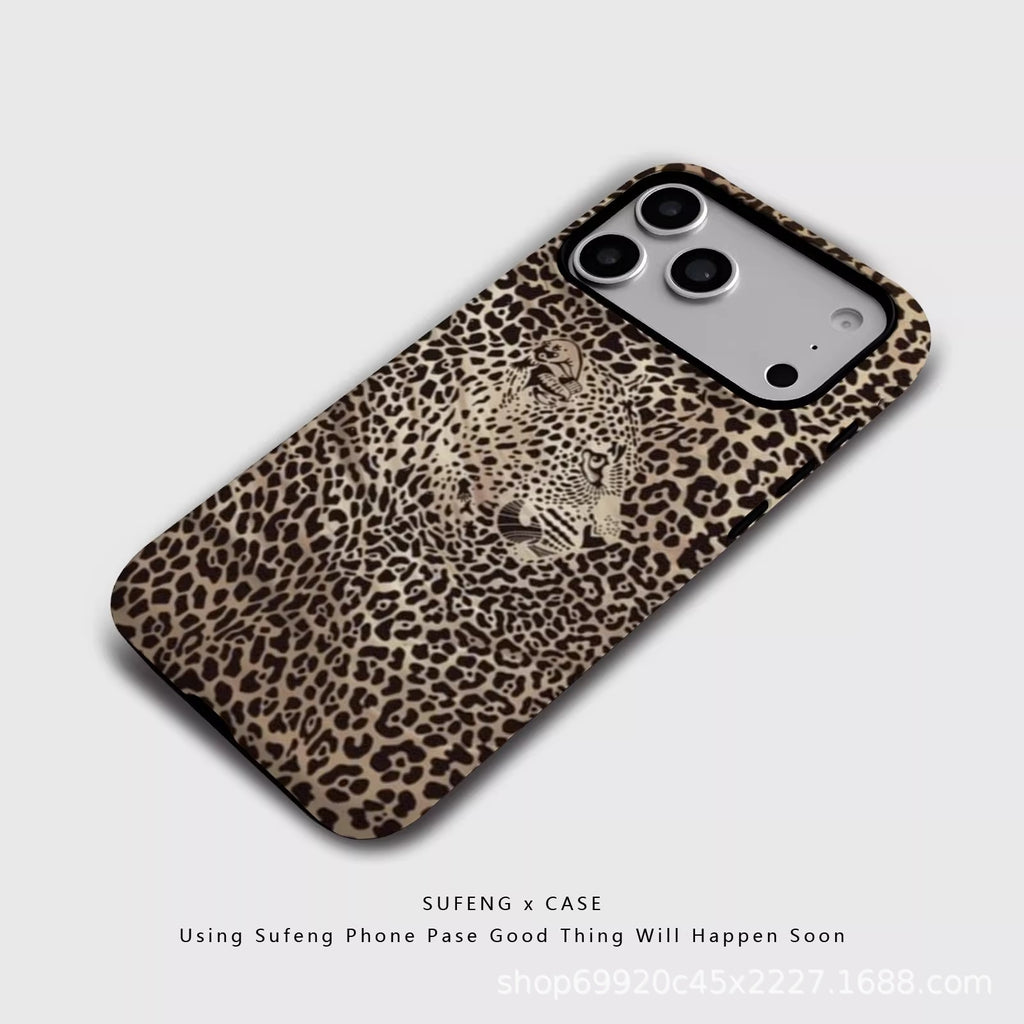 跨境爆款豹纹猎豹适用苹果17Promax手机壳iPhone16磁吸15菲林壳14