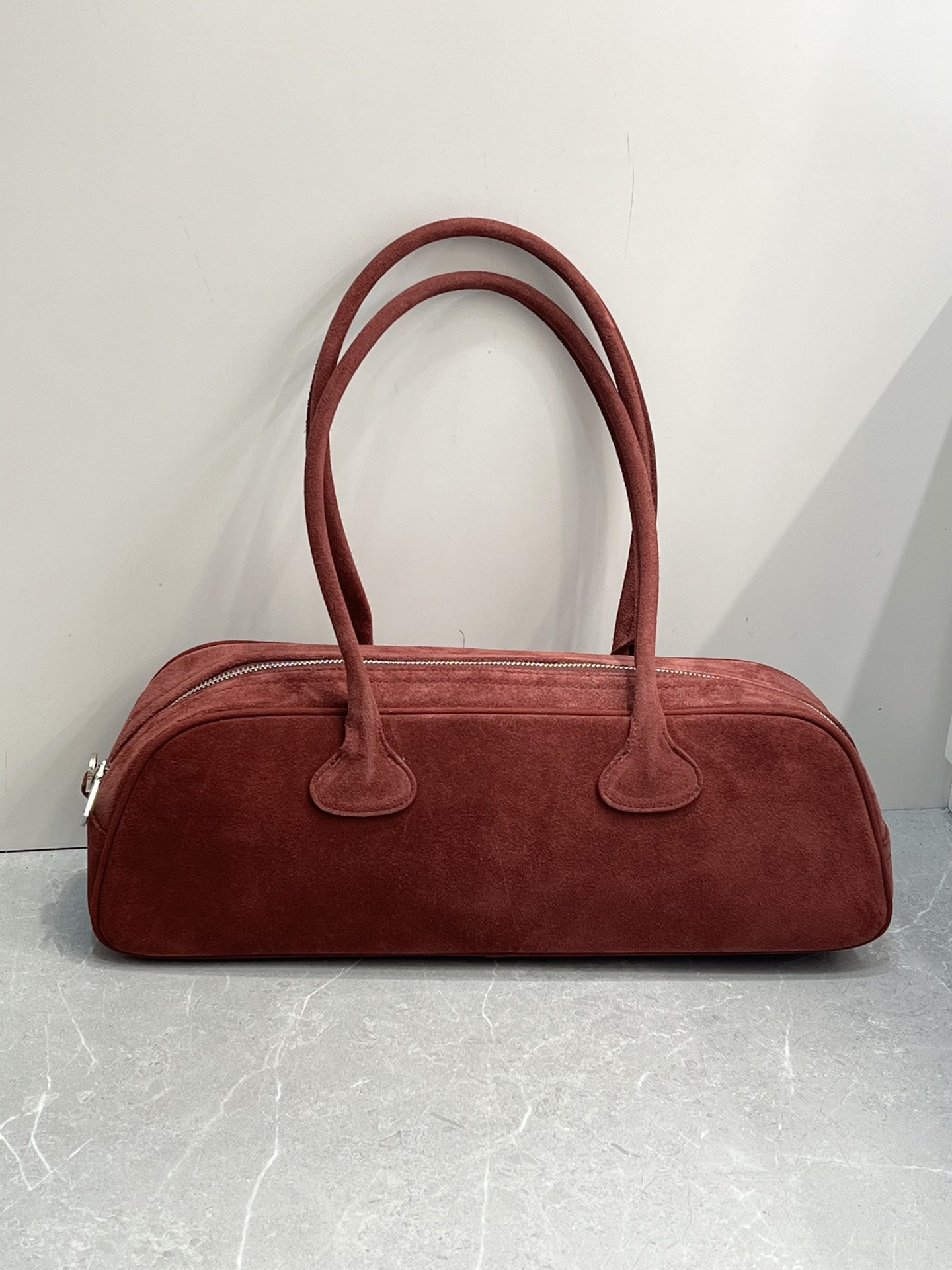 韩国包小姐 手提包复古鹿皮绒拉链式腋下单肩包高级感波士顿包秋