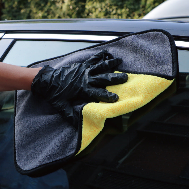 双面珊瑚绒高密洗车毛巾 收蜡擦车布加厚大号清洁吸水双面擦手巾