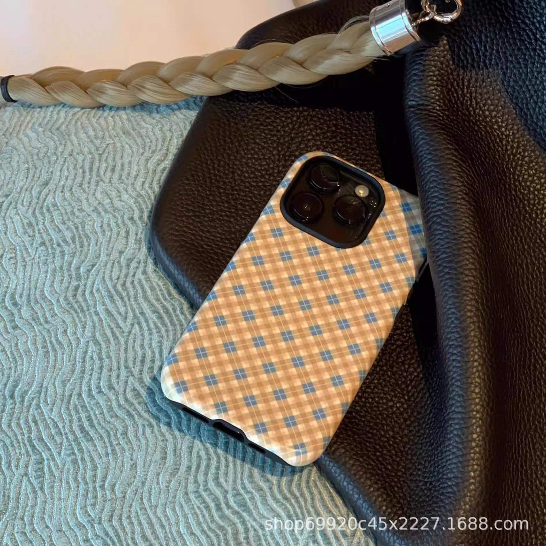 跨境外贸菱形条纹适用苹果17Promax磁吸菲林手机壳iPhone16三星15