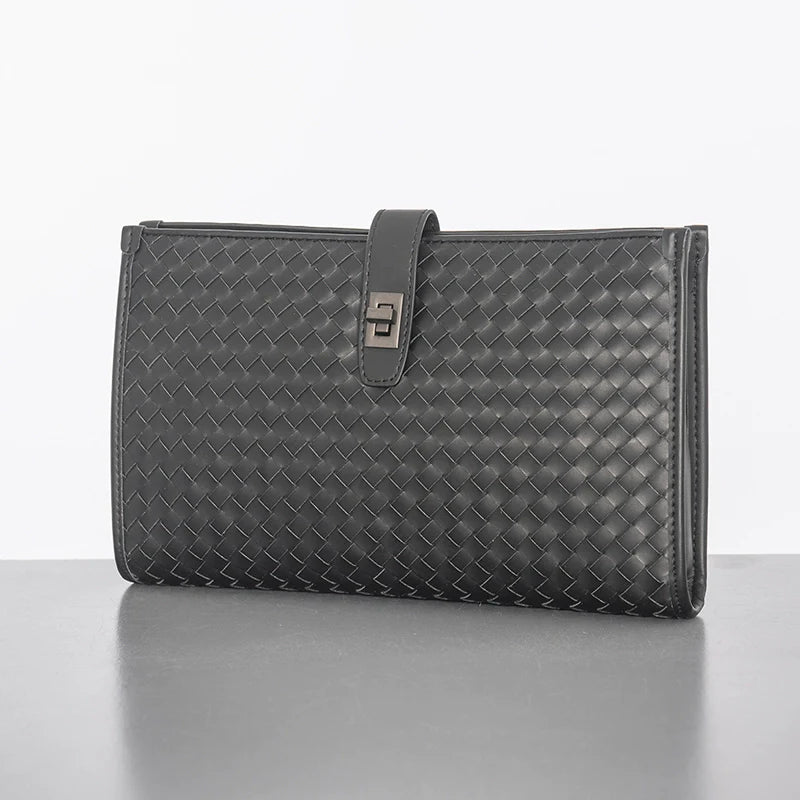 X&BV新款编织手包男真皮2021新款休闲商务大容量手抓包男士手拿包