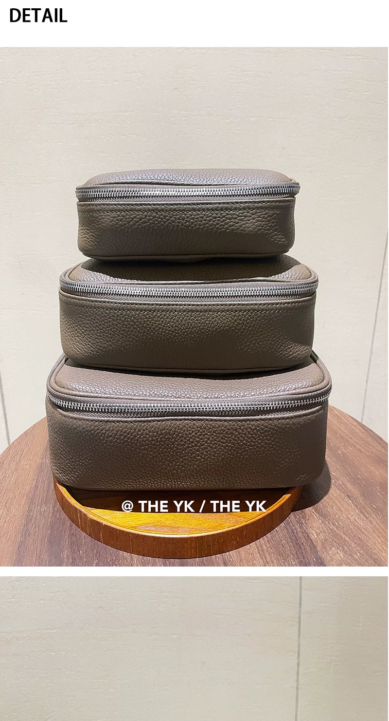 h洗漱包化妆包女togo牛皮手拎小包时尚简约手机包收纳包出差旅行