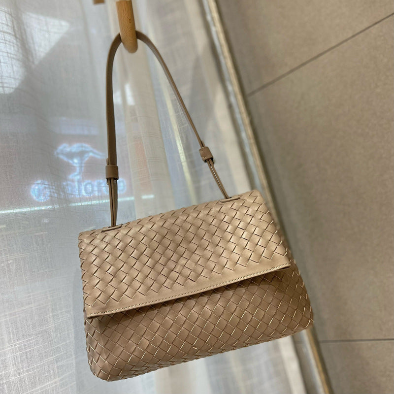 高级气质手工编织全真牛皮女包大容量单肩腋下包包外贸亚马逊批发