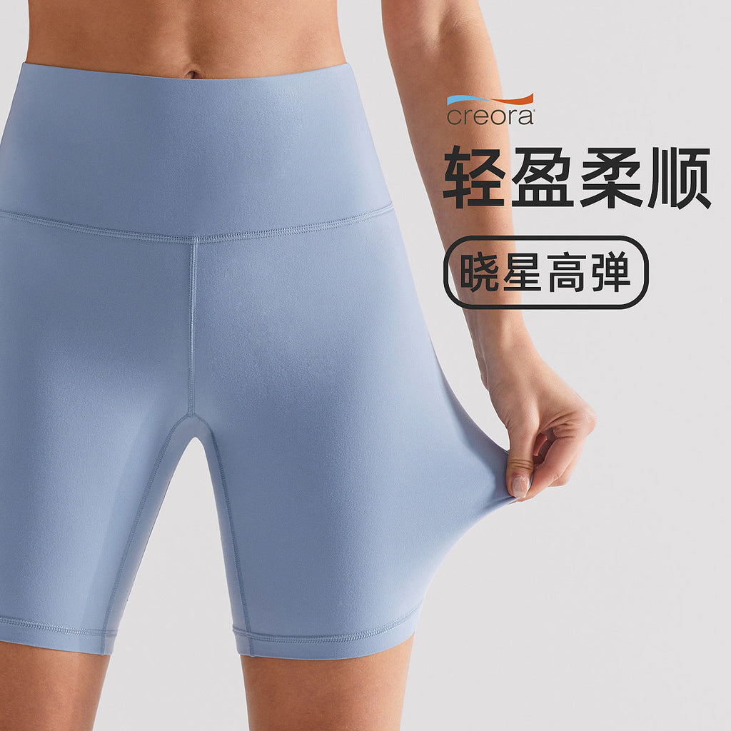 磨毛裸感lulu瑜伽短裤女高腰户外骑行健身裤短裤五分运动紧身裤
