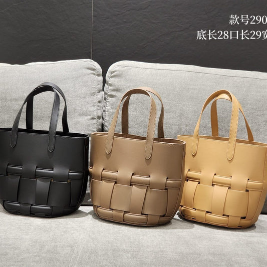 手工编织牛皮托特包时尚镂空手提包大容量单肩包女包外贸一件代发