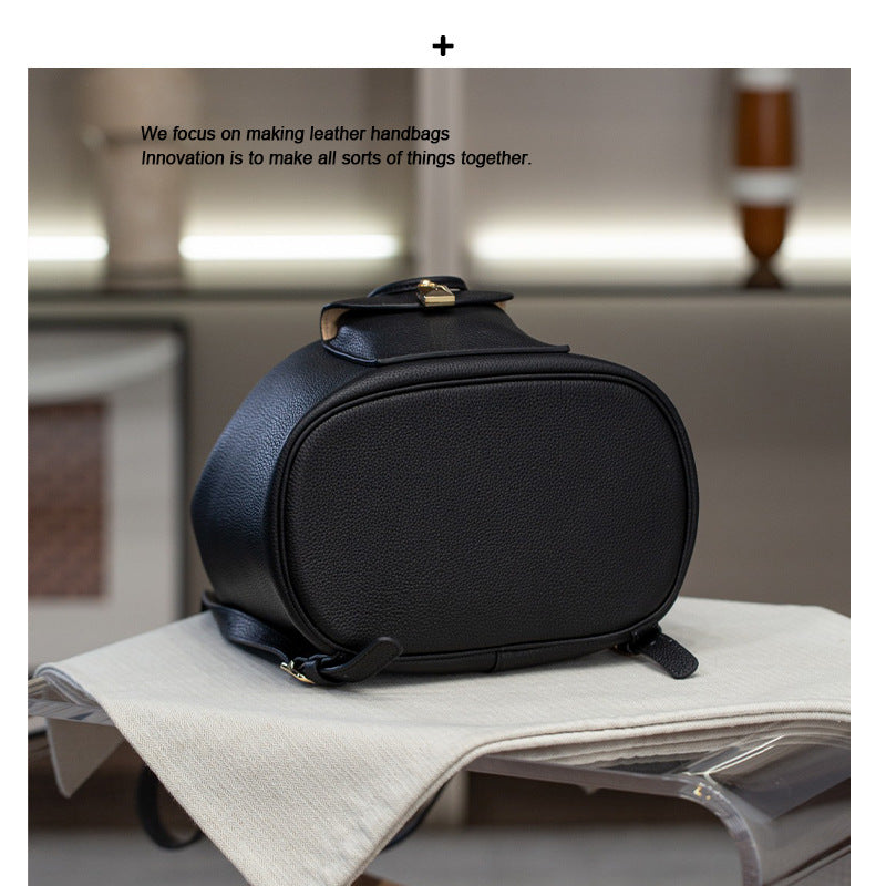 25春夏新款LP锁头抽绳双肩包extra大容量进口头层牛皮撞色单肩包