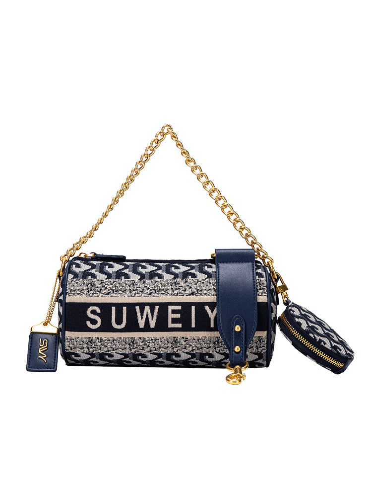 欧美复古腋下手提包2023新款潮笔筒包mini小号单肩包斜跨手拎女包