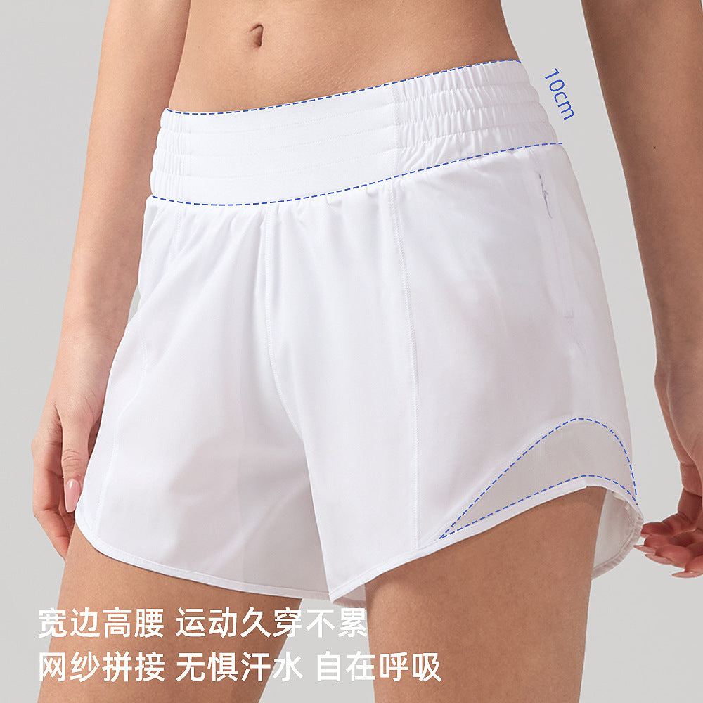 夏季假两件运动短裤女防走光lulu瑜伽裤凉感透气速干健身跑步短裤