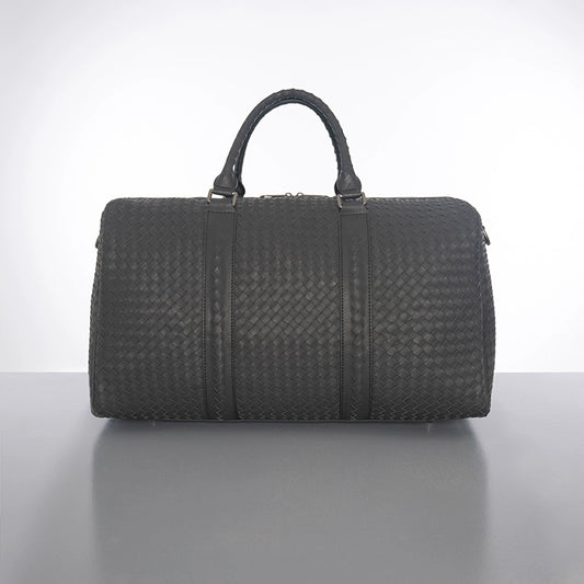 X&BV男士旅行包真皮商务休闲编织男包手提旅行袋大容量行李包短途