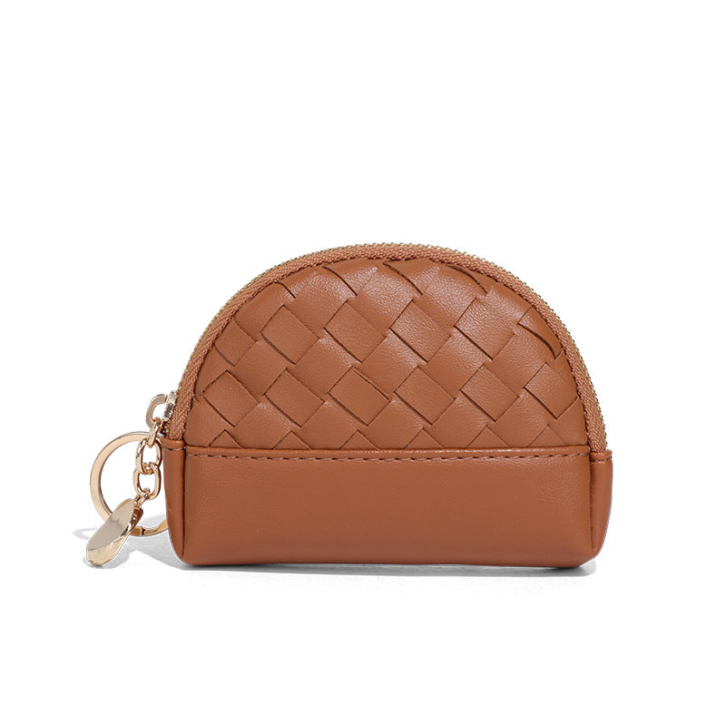 2025新款女包手工编织女钱包简约零钱包钱夹PU皮革小拉链化妆包包