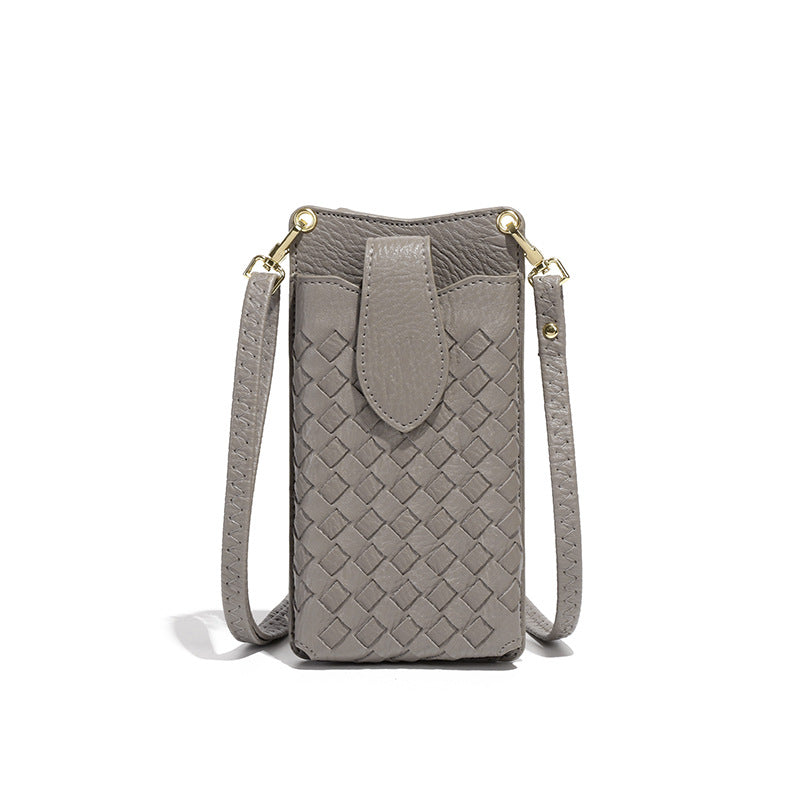 跨境时尚手工编织包纯色小巧卡包手机包潮流百搭单肩斜跨迷你女包