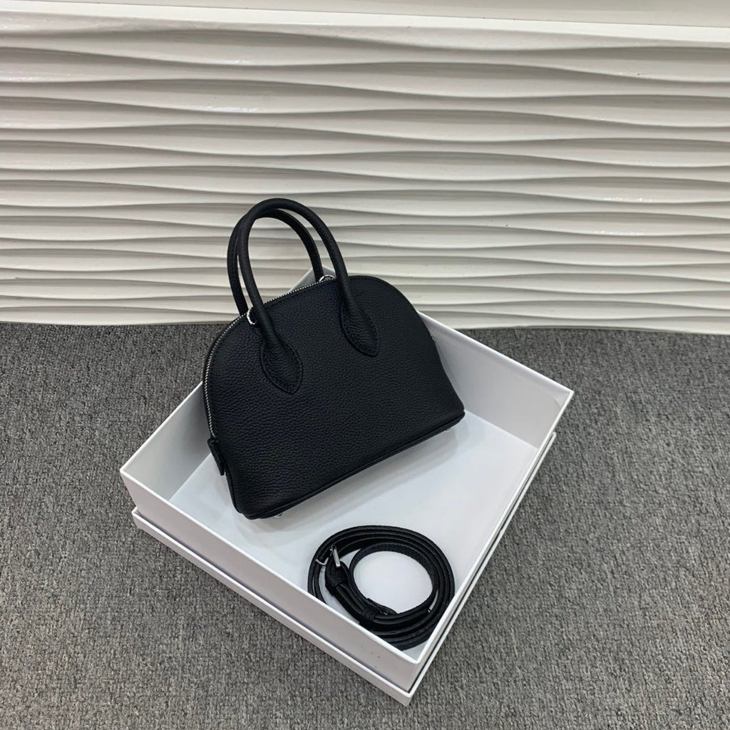 真皮贝壳包女包迷你小包高级感百搭时尚牛羊皮手提斜挎包保龄球包