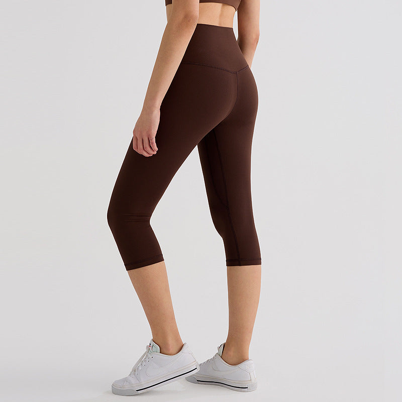 七分lulu瑜伽裤女高腰提臀弹力磨毛健身骑行裤吸湿速干运动紧身裤