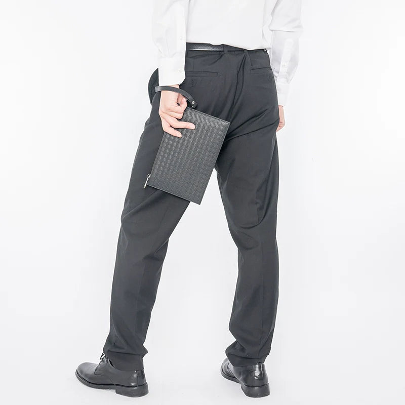 X&BV2021新款男士包包手拿包真皮休闲超薄编织信封时尚潮流手包男