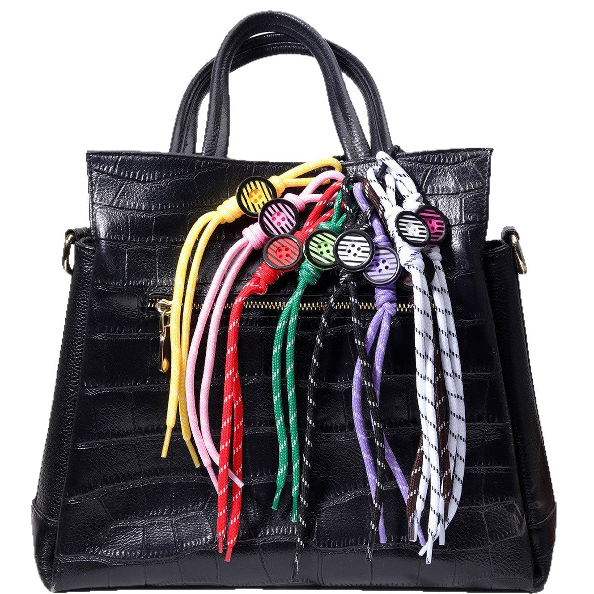 新款纽扣欧美波西米亚风涤纶纯手工编织钥匙扣包包挂件批发字母珠