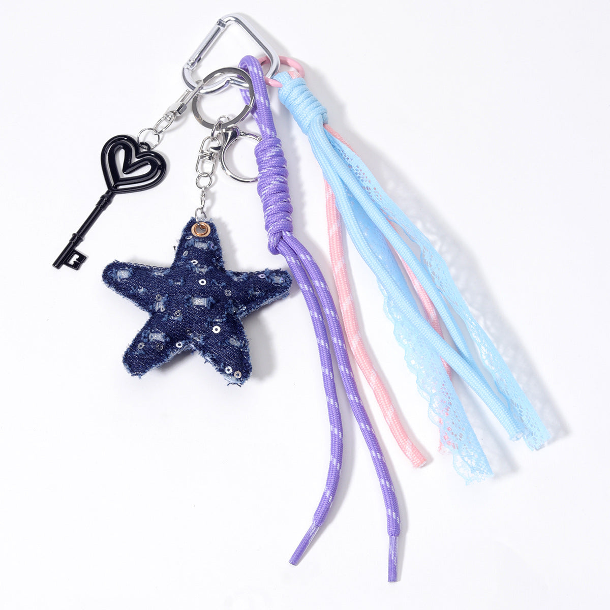 量大价优跨境直供五角星PU皮革包挂牛仔布挂件包包挂吊饰钥匙扣