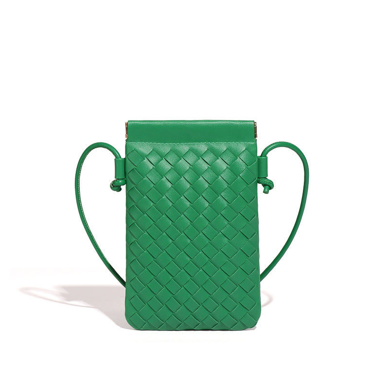 韩版竖款迷你零钱手机包小巧轻便单肩斜挎女包时尚休闲手工编织包