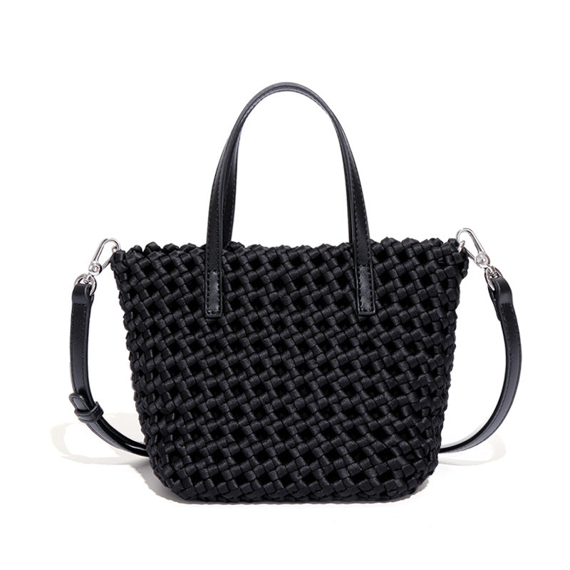 新款潮流单肩斜挎子母包风车结手工编织包包时尚休闲菜篮子手提包