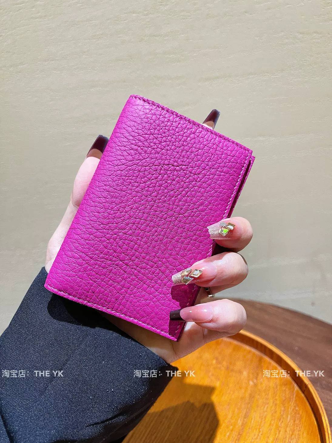 H家真皮卡包女小巧迷你精致卡夹荔枝纹简约超薄卡套两折驾驶证套