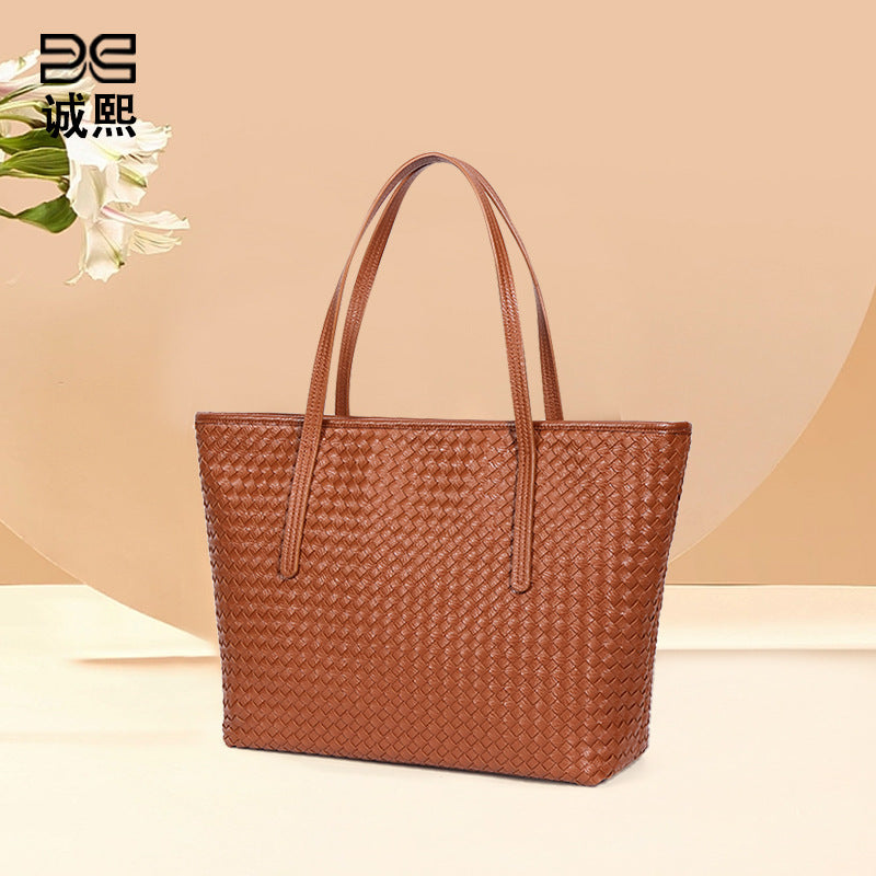 跨境大容量复古单肩手提包时尚百搭手工编织包包夏季腋下托特包女