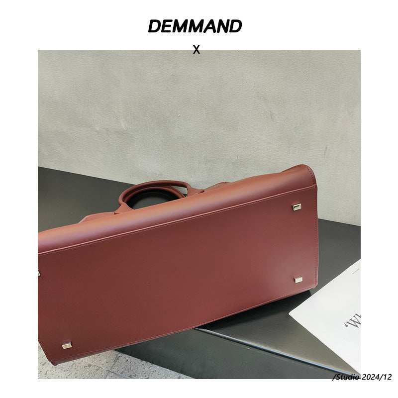 小众设计高级系列极简老钱风手提单肩斜挎女包全皮通勤大包托特包