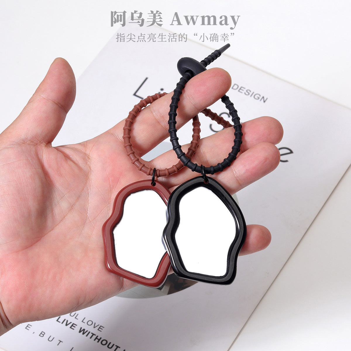 跨境热销包包挂件亚克力镜子包挂饰品配件扎带挂件时尚热销