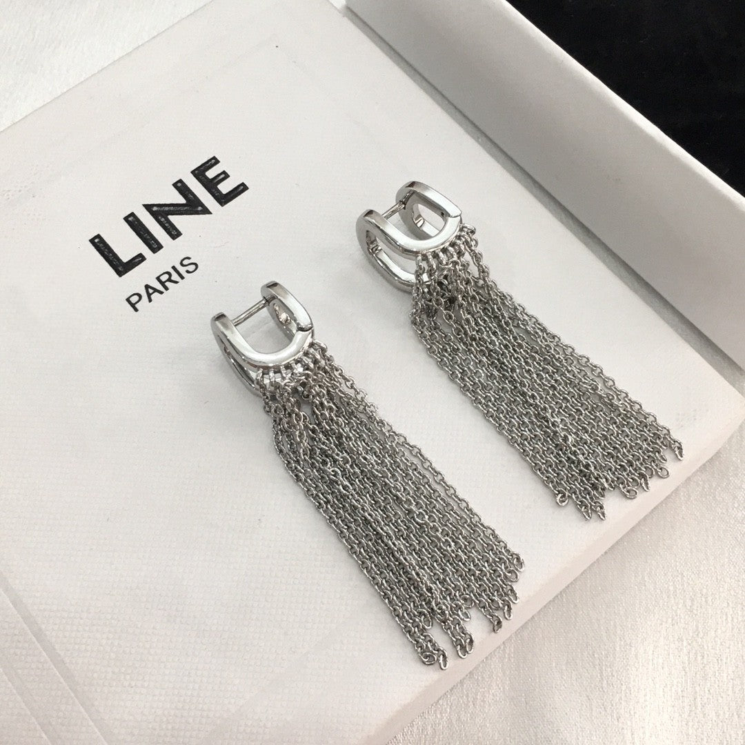 赛林家新款长款流苏耳环女高级感气质欧美时尚链条耳环网红耳饰